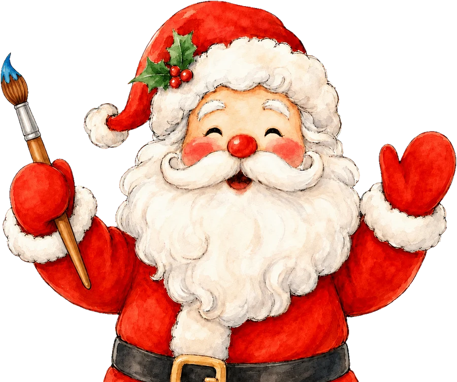 The Great Christmas Project Santa holding a paintbrush
